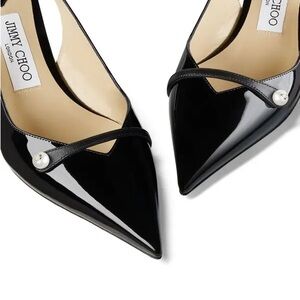 Jimmy Choo black patent Amita 45 slingback, size 39.5 NIB